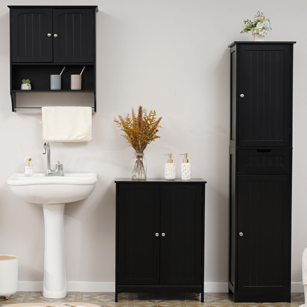 black bathroom storage cabinet