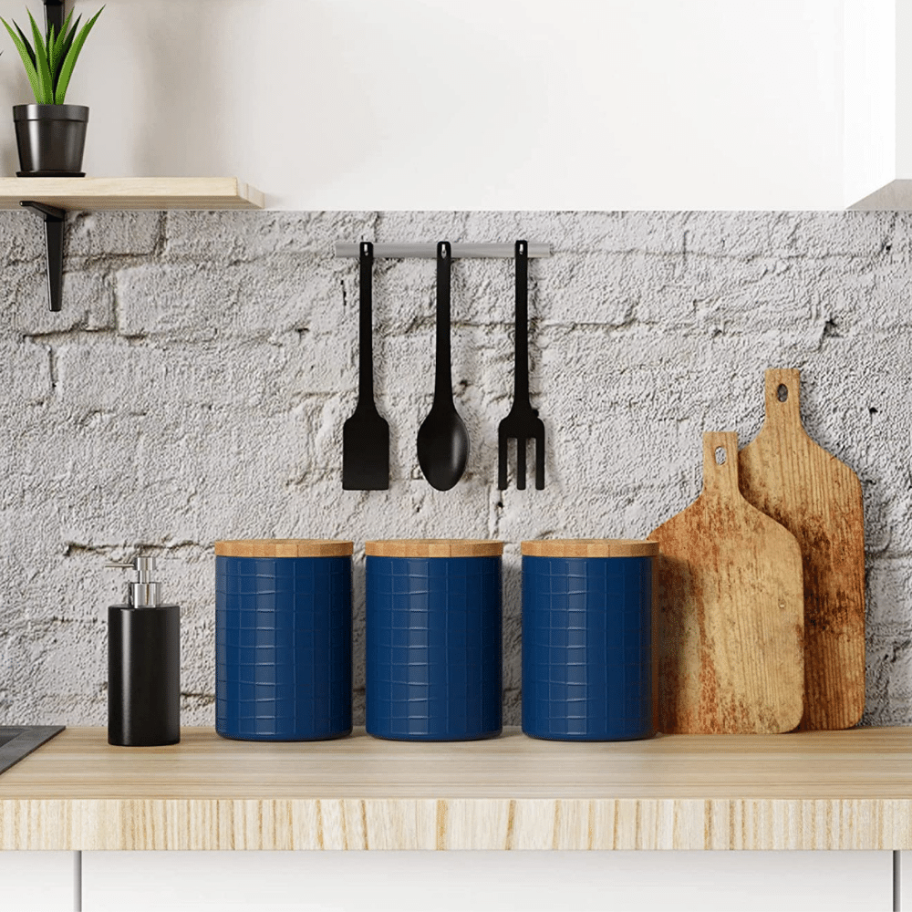 blue kitchen canisters