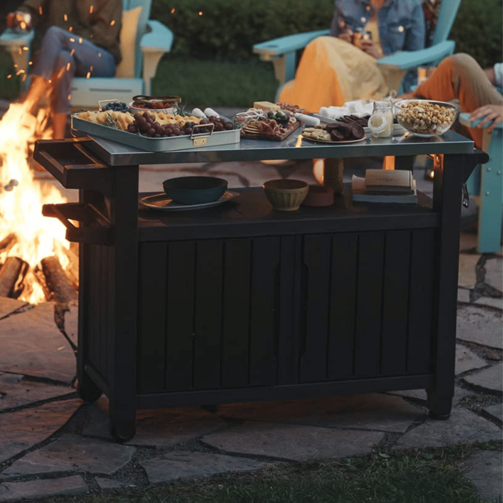keter outdoor entertainment storage station grilling table