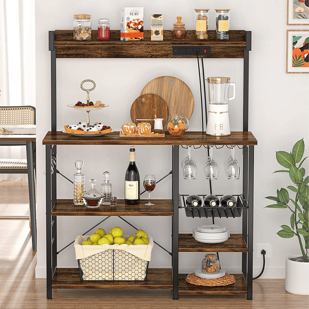 bakers rack with wine storage