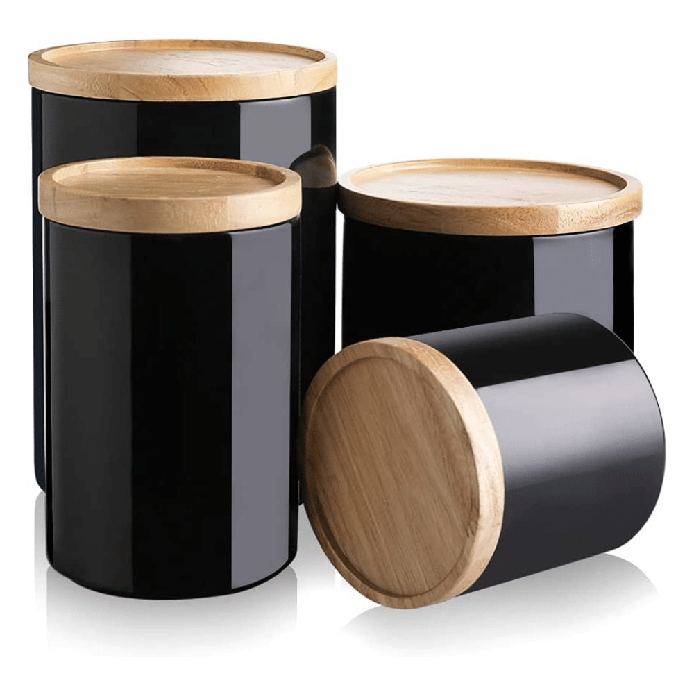 black kitchen canisters