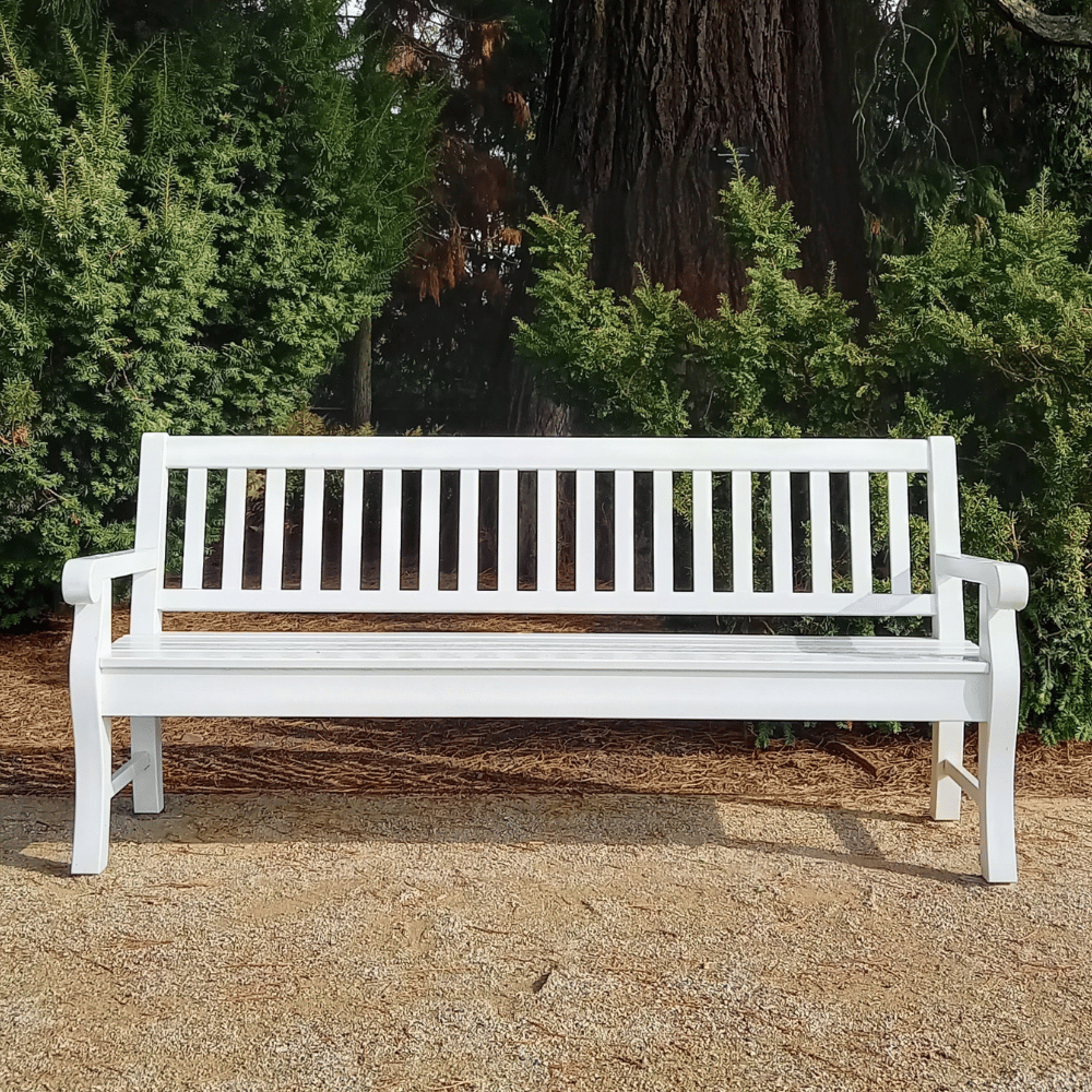 white outdoor storage bench